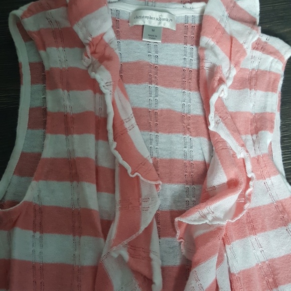 Christopher & Banks Pink Striped Cardigan - Picture 3 of 4